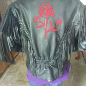 Genuine leather motorcycle jacket.